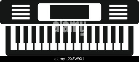 Vector illustration of a simple black silhouette of an electronic keyboard Stock Vector