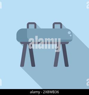 Flat design icon of a gymnastics balance beam with a shadow on a blue background Stock Vector