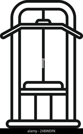 Black line illustration of a playground swing set on a white background Stock Vector