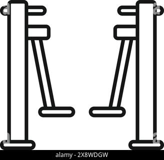 Professional parallel bars gymnastics icon in minimalist flat design, isolated black and white line drawing. Perfect for sports and fitness vector illustrations, olympic sport, and athletic training Stock Vector