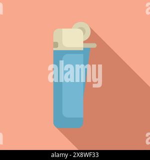 Minimalistic vector illustration of a blue pocket lighter with a shadow on a peach background Stock Vector