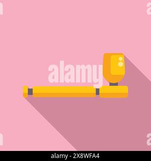 Flat design vector illustration of a yellow flashlight on a pink background Stock Vector