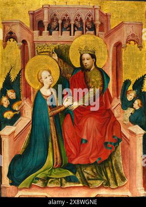 Coronation of the Virgin. Master of the Fröndenberg Altarpiece. c. 1410. Stock Photo