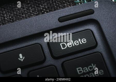 Close Up of Delete Button on Computer Keyboard Stock Photo