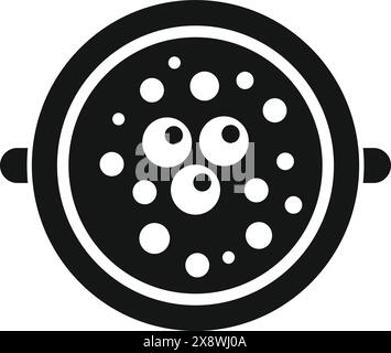 Simplified illustration of a top view paella pan in a bold black and white design Stock Vector