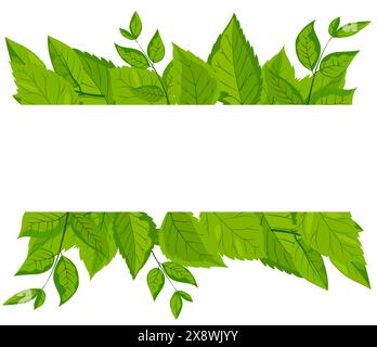 Frame template with green leaves illustration Stock Vector Image & Art ...