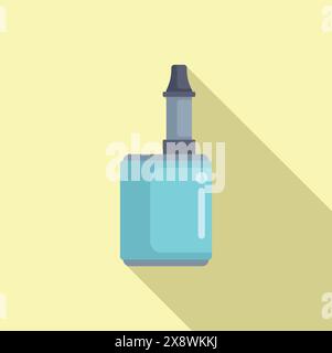 Flat design icon of a blue asthma inhaler with a shadow on a yellow background Stock Vector