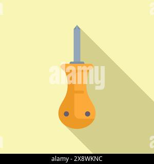 Vector graphic of a flathead screwdriver with a shadow, ideal for toolrelated content Stock Vector