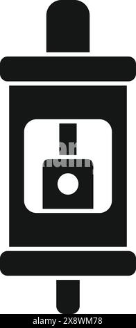 Monochrome vector icon depicting a cartridge fuse, suitable for electrical concepts Stock Vector