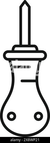 Black and white line art of a flathead screwdriver, ideal for toolrelated content Stock Vector