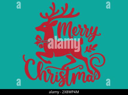 Merry Christmas slogan inscription. Perfect for Christmas postcards, New Year banners, t-shirts, and bags, Vector holiday phrase Stock Vector
