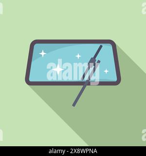 Vector graphic of a sparkling clean car windshield with wiper Stock Vector