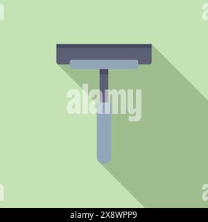 Vector illustration of a simple window cleaning squeegee icon with a flat design and long shadow effect Stock Vector