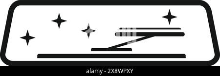 Simple black and white illustration of a magic wand with sparkling stars Stock Vector