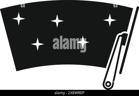 Simple vector illustration of a windshield wiper on a starpatterned background Stock Vector