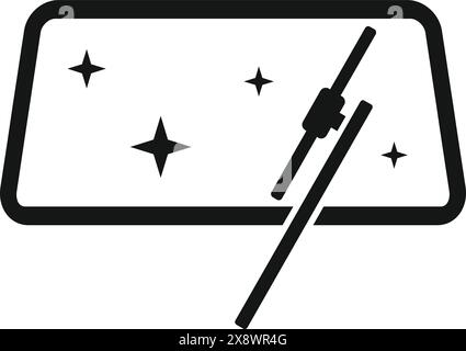 Vector icon representing a sparkling clean car windshield with a single wiper Stock Vector