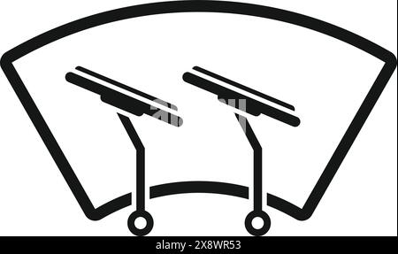 Black and white vector icon of car windshield wipers, suitable for use in vehiclerelated graphics Stock Vector
