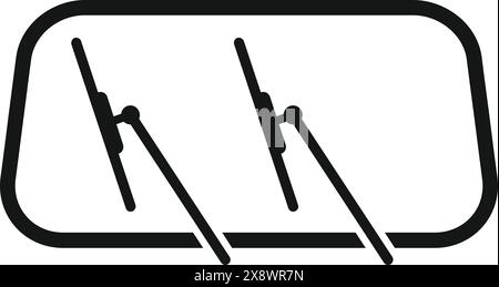 Minimalist black and white car rearview mirror icon with sleek and simple line art design. Isolated vector illustration. Essential vehicle accessory for safety and visibility while driving on the road Stock Vector