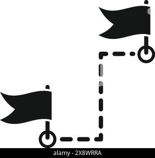 Black and white icon with a pair of racing flags, symbolizing motorsport finish lines Stock Vector