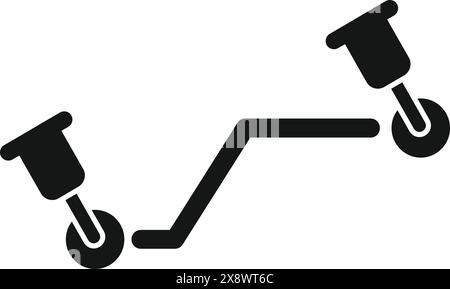 Graphic icon featuring pushpins and line chart for presentations and infographics Stock Vector