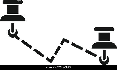 A vector graphic showing push pins linked by a paperclip chain Stock Vector