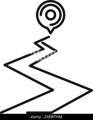 A simple outline of a path leading to a target symbol, representing goals and direction Stock Vector
