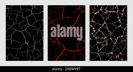 Colored abstract grunge cracked or lightning texture. Stock Vector