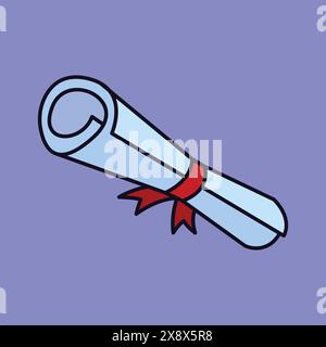 Diploma degree with ribbon icon vector. education college degree icon vector. Degree certificate with ribbon. Stock Vector