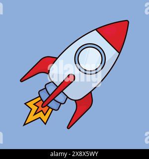 Rocket spaceship launch icon vector. Spaceship icon illustration rocket launch Stock Vector