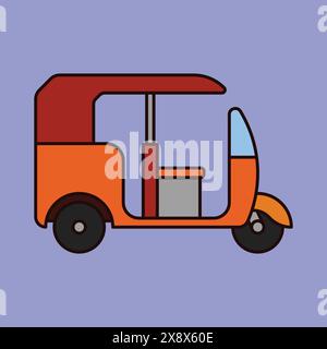 Tuk Tuk auto rikshaw Icon Vector. Rikshaw illustration. flat tuk tuk auto vector Stock Vector