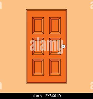 wooden door icon vector. house door illustration. wooden door icon Stock Vector
