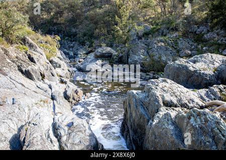 Wollemombi river in Oxley Rivers national park, flowing to Australia's second largest waterfall, NSW,Australia Stock Photo