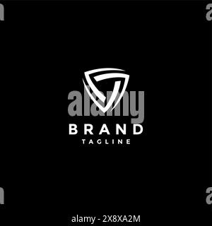 Three Lines Rotate to Form a Triangle. Shield Icon Of Three Gathered Lines Logo Design. Stock Vector