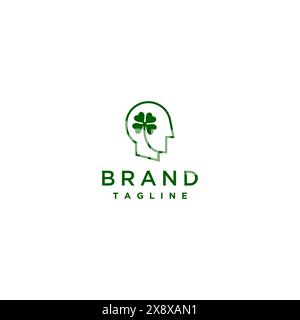 Clover Leaf Icon logo design in Head Silhouette. Logo design in a simple and modern minimalist style. Stock Vector