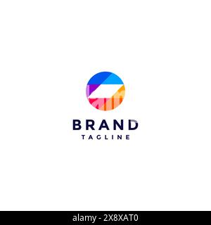 Mosaic Motives In Circles Logo Design. Circle Logo Design with Colorful Diamond Pattern. Stock Vector