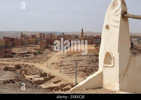 The view of outskirts of town of Ghardais. Mzab valley.Ghardaia Province.north Sahara.Algeria Stock Photo