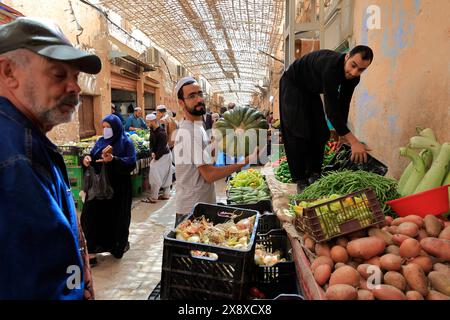 Vegetable sellers in Ghardaia market. Mazb Valley.Ghardaia Province.North Sahara.Algeria Stock Photo