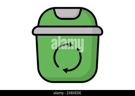 Trash icon. trash can. icon related to utilities. colored outline icon style. utilities elements vector illustration Stock Vector
