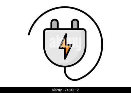 Plug icon. plug with energy. icon related to utilities. colored outline icon style. utilities elements vector illustration Stock Vector