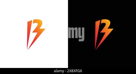 Modern and simple  B Thunder logo design Stock Vector