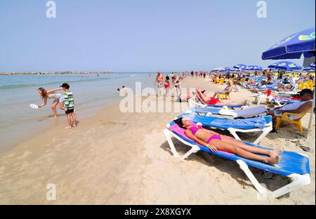 The vibrant beaches in Tel-Aviv, Israel. Stock Photo