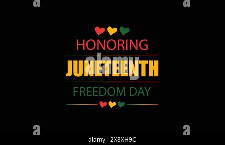 Juneteenth Freedom Day Text and Flag Design in Honor Stock Vector