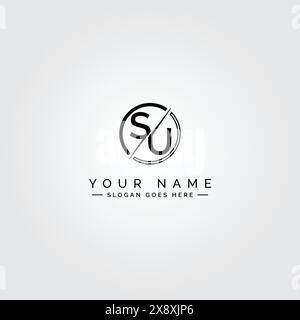 Initial SU Vector Logo - Elegant Monogram Template for letter S and U for your Business Stock Vector