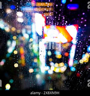 Rainy Night Shot in Ginza, Tokyo, Japan Stock Photo