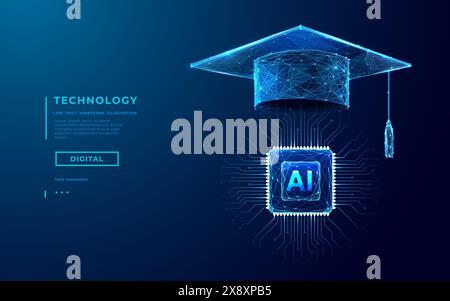 AI education or machine learning background. Abstract digital tech bg Stock Vector