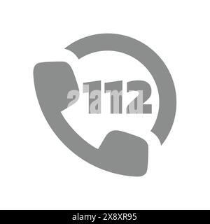 112 emergency telephone number. Fire, ambulance and rescue fist aid call vector icon. Stock Vector