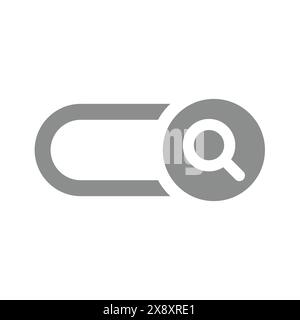 Search box with magnifying glass icon. Search bar or field, web browser symbol. Stock Vector