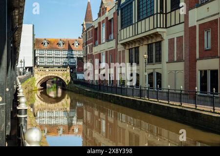 Morning on river Witham in Lincoln, England. Stock Photo