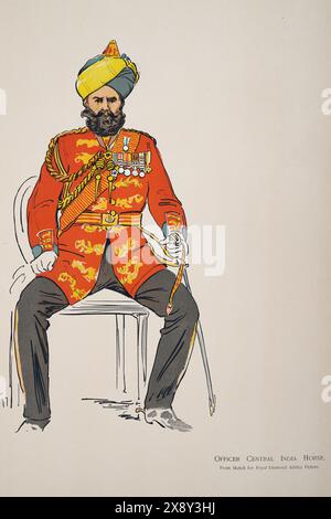 British Empire Military Uniforms, Soldier British Indian Army, Officer Central India Horse Cavalry, 1900, SOUVENIR BOOK - ROYAL NAVAL & MILITARY BAZAA Stock Photo