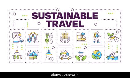 Sustainable travel word concept isolated on white Stock Vector